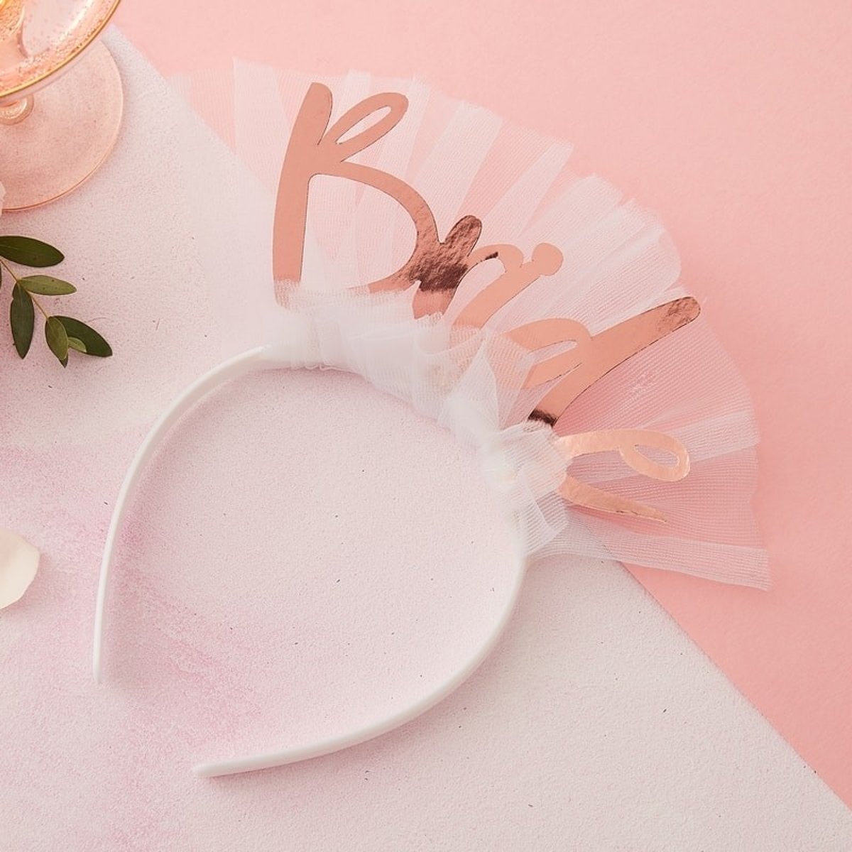 BRIDE DIADEEM / TIARA SLUIER VRIJGEZELLENFEEST | WIT - ROSEGOLD FOIL | FLORAL HEN PARTY | GINGER RAY